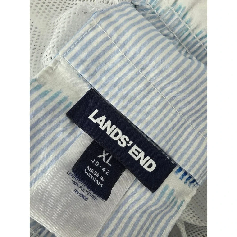 Lands End Swim Trunks XL 40/42 Mens Tie Dye Print Mesh Lined‎ Pockets Beach Lake